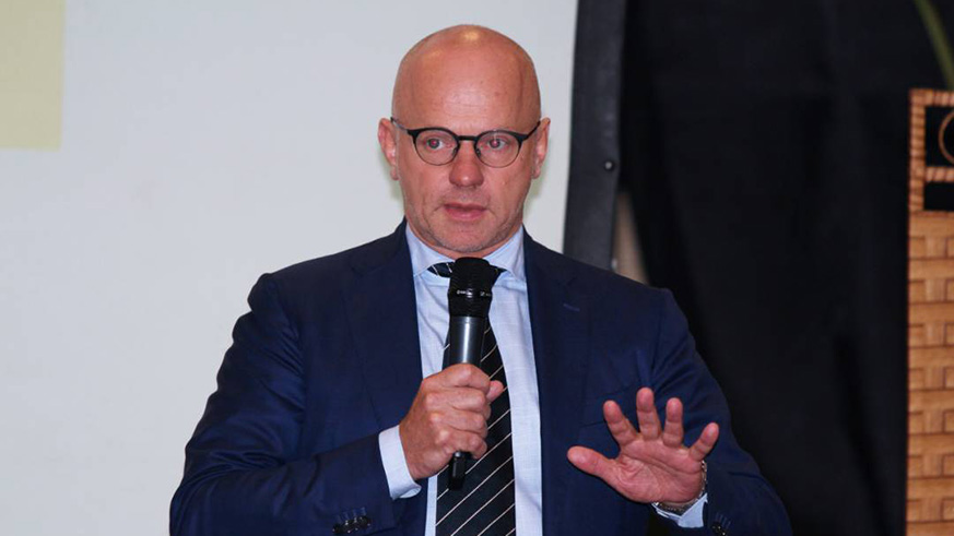 MTN CEO Bart Kofker speaks at the launch.