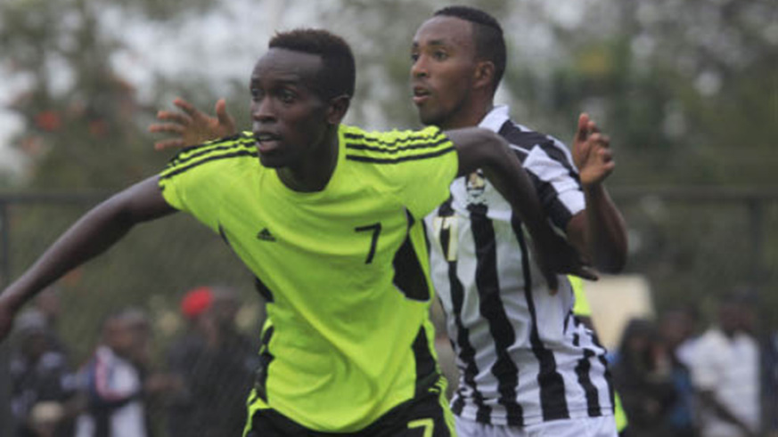 Gicumbi FC striker Seleiman Mudeyi (#7) scored the lone goal the last time they met APR in the league last season. (Sam Ngendahimana)