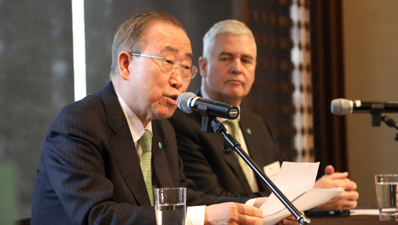 Former United Nations Secretary General Ban Ki-moon speaks at a press conference on Wednesday. Courtesy
