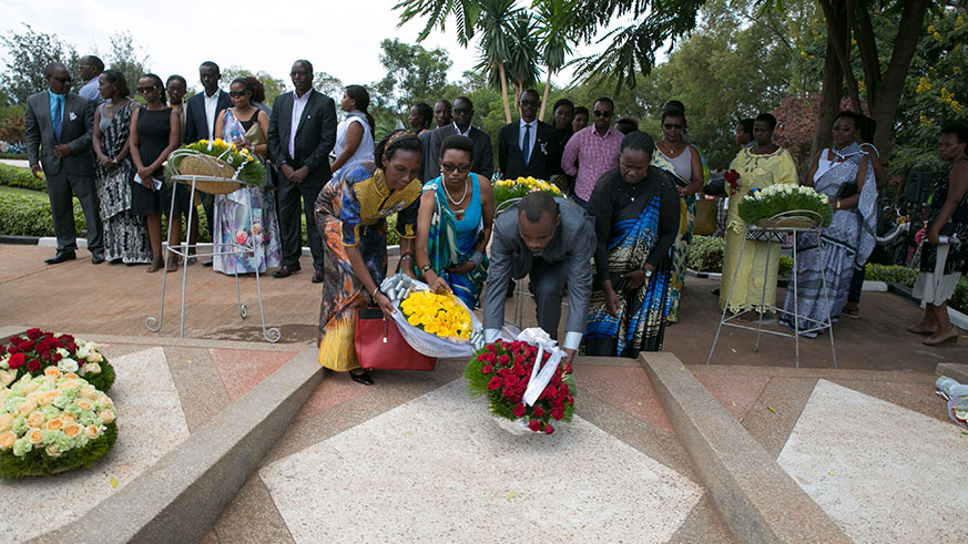 Families and friends lay wreaths on the graves of victims of the 1994 Genocide against the Tutsi during a past commemoration event. File.