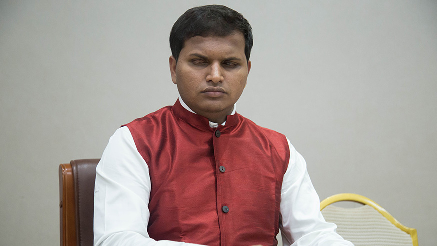 One of the teachers, Nitesh Sonawane, plays the keyboard during the event. 
