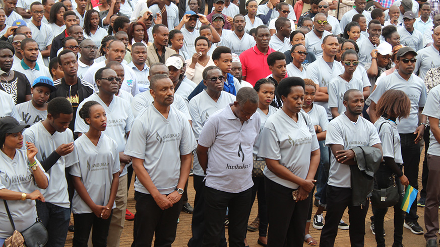 Rwandans in Kenya observe a minute of silence during commemoration of the Genocide against the Tutsi yesterday. Courtesy.