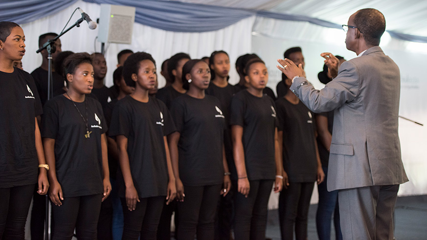 Nyundo school of Music students sing during the 24th commemoration of the 1994 Genocide against the Tutsi.