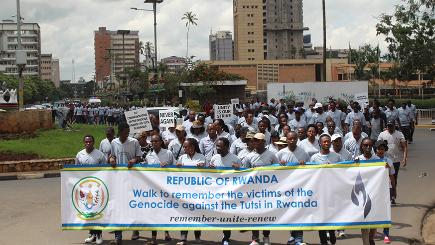 Rwandans in Kenya during a 'Walk to Remember' to commemorate Genocide against the Tutsi. Courtesy.