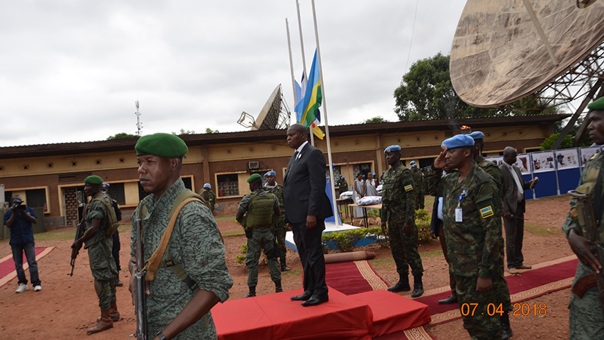 CAR President Touadera pays tribute to the victims of the1994 Genocide against the Tutsi. Courtesy.