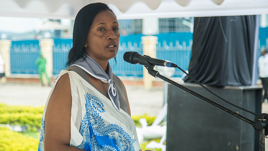 Senate Vice President, Jeanne dâ€™Arc Gakuba, gives her remarks during 24th commemoration of the Genocide against the Tutsi in Nyarugenge District yesterday. NadÃ¨ge Imbabazi.