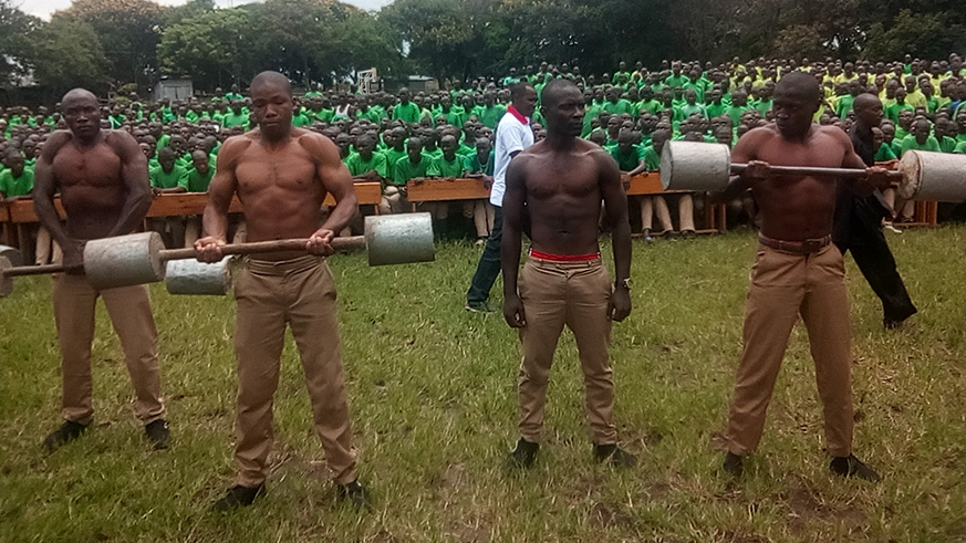 Youth in Iwawa Rehabilitation center  showcasing their sport activities as part building health.Michel Nkurunziza
