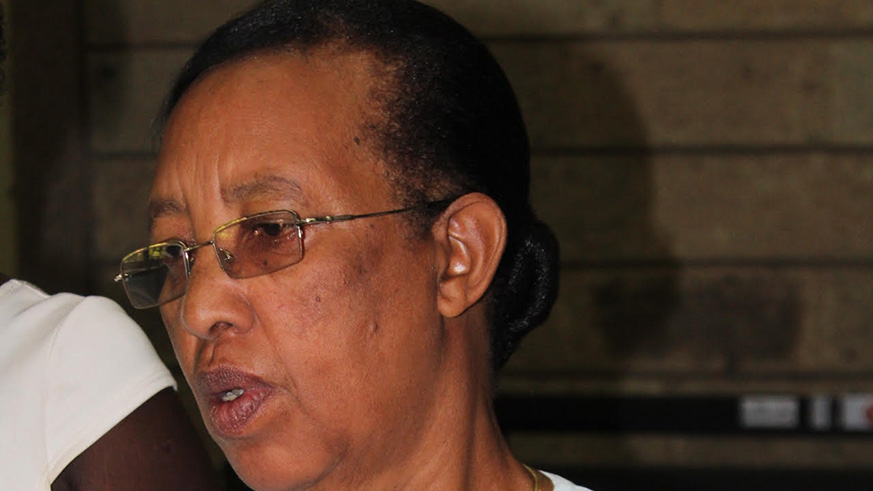 Yozafina Murebwayire, 64, who lost her husband and six children gives her testimony in a commemoration event in Nairobi, Kenya. Courtesy