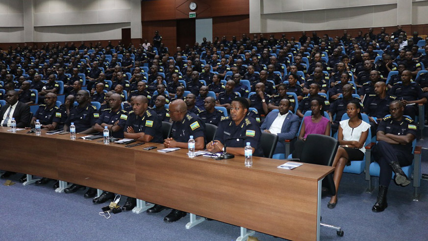 Police officers during the meeting at  Police Headquarters in Kacyiru. Courtesy. 