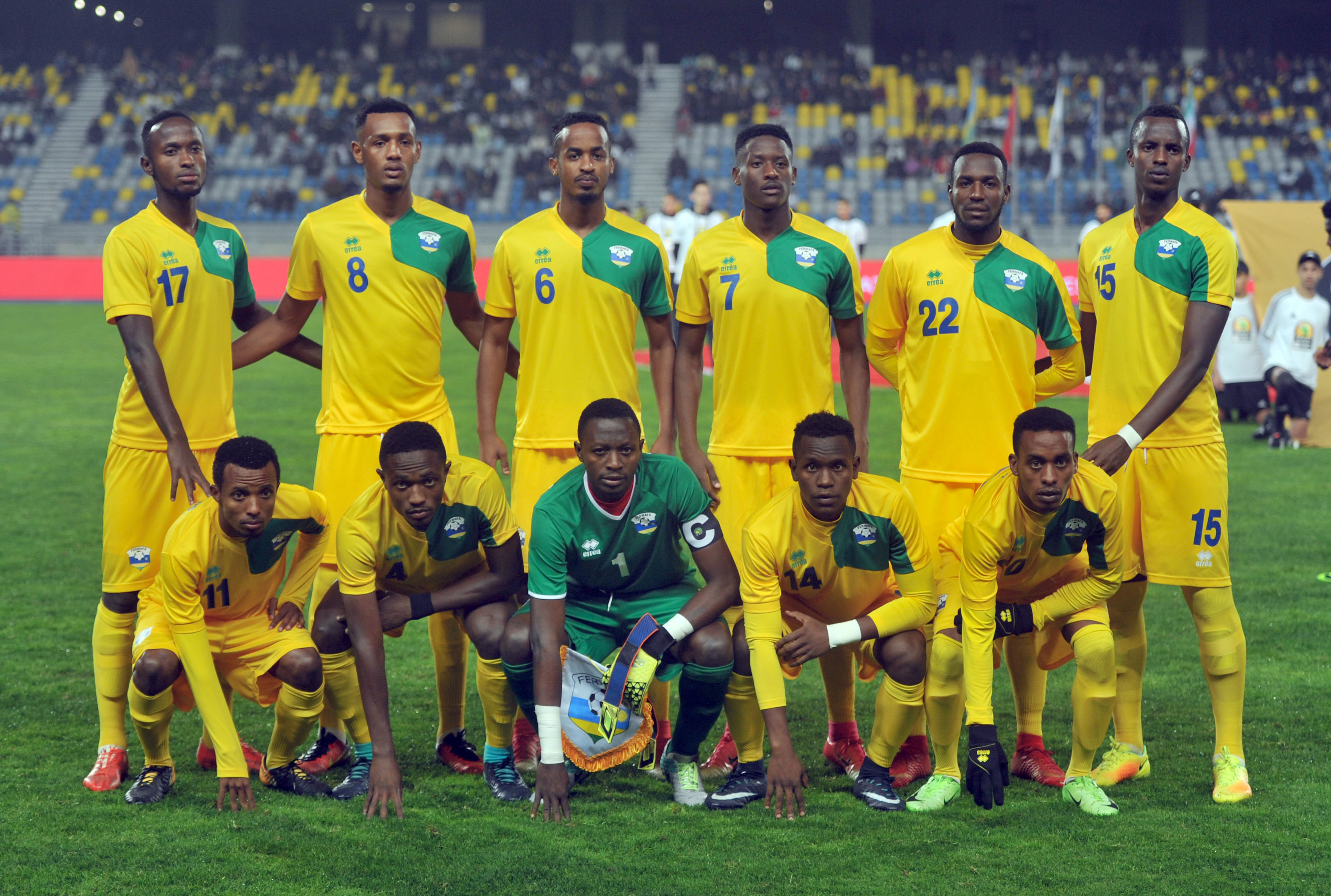 Amavubi line-up before a game. (Courtesy)