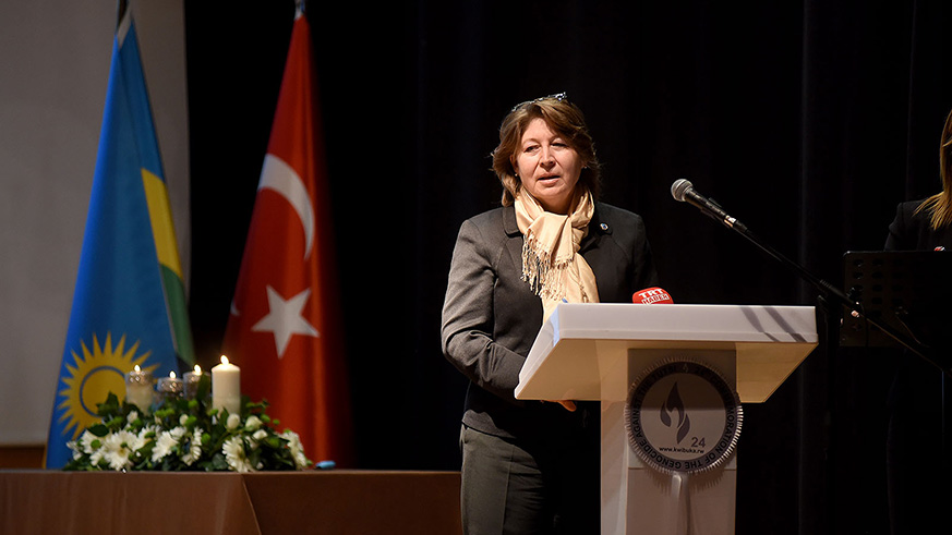 Ms. Irena VojÃ¡ÄkovÃ¡-Sollorano, UN Resident Coordinator in Turkey speaks at the event. 