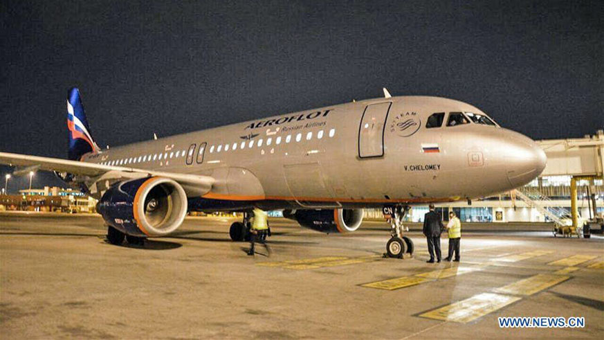 A plane of Russia's Airliner Aeroflot arrives at Cairo International Airport, Egypt. Net photo