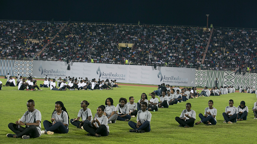 Young Rwandans during this year's commemoration at Amahoro Stadium. (Courtesy)