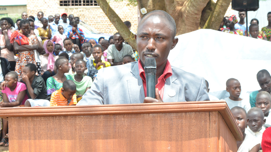 Disabled by the genocide, Nyemazi who survived with a bullet stuck in his body which all medical specialists have still failed to remove. Jean de Dieu Nsabimana