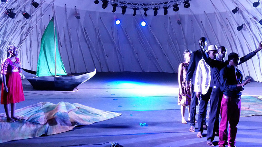 Actors during last yearâ€™s festival at the Kigali Genocide Memorial amphitheater.