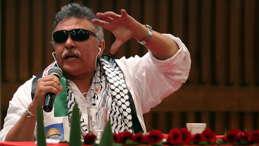 Jesus Santrich, who is blind, was due to take one of the 10 congressional seats the FARC are guaranteed by the peace deal in July. He was one of the FARC negotiators during the peace talks in Havana, Cuba. Net photo.