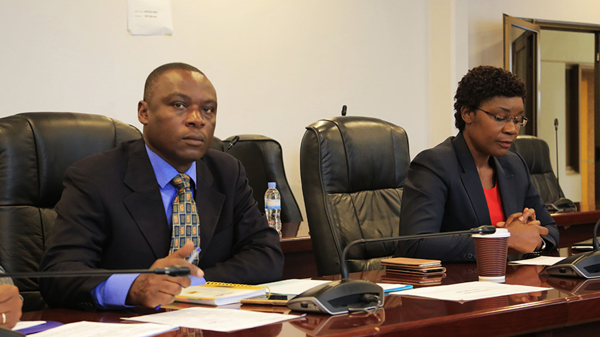 Deputy Ombudsman  ClÃ©ment Musangabatware and Minister in the President Office Judith Uwizeye addresses PAC