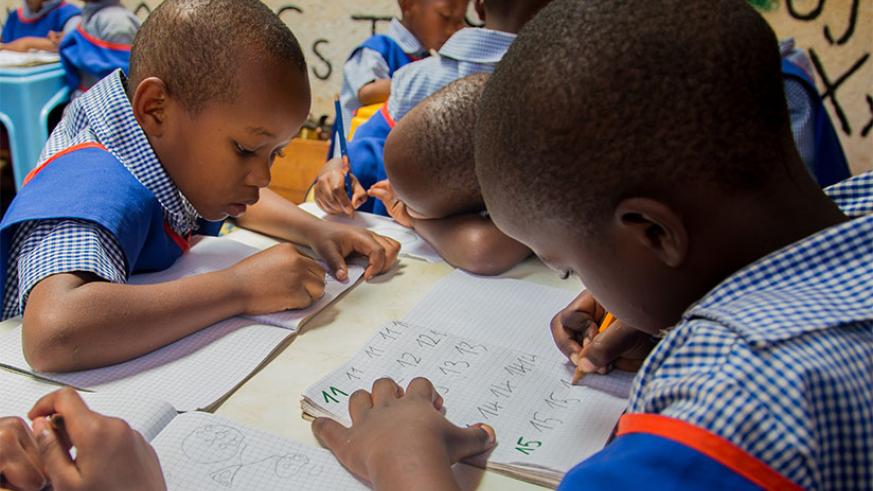 Nursery pupils working on their assignment at Aspire Rwanda Foundation in Gisozi, Kigali
