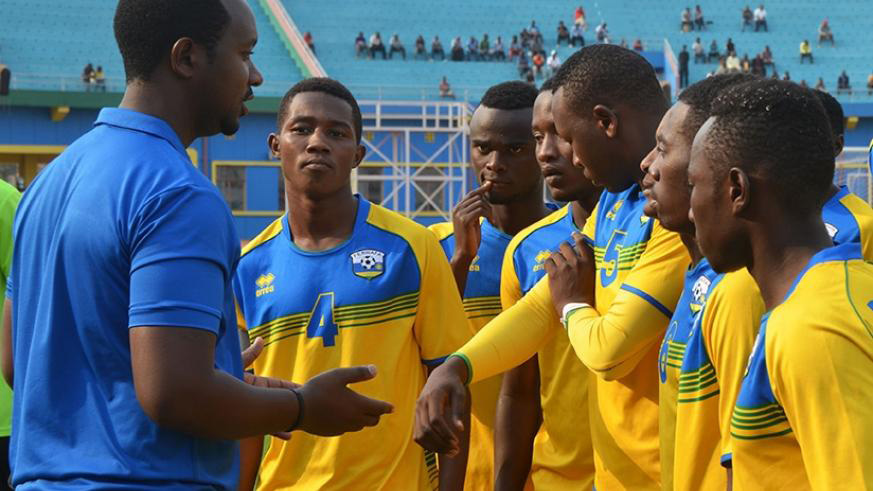 Mashami gives instructions to his U-20 players in 2016. He will lead the new Under 20 side against Kenya. (File)