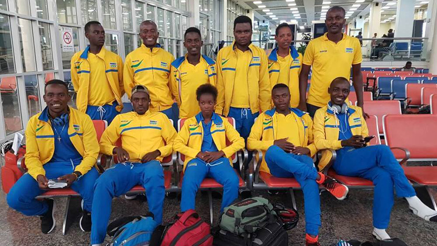 Some of the Team Rwanda contingent before they left for the Commonwealth games. (Courtesy)