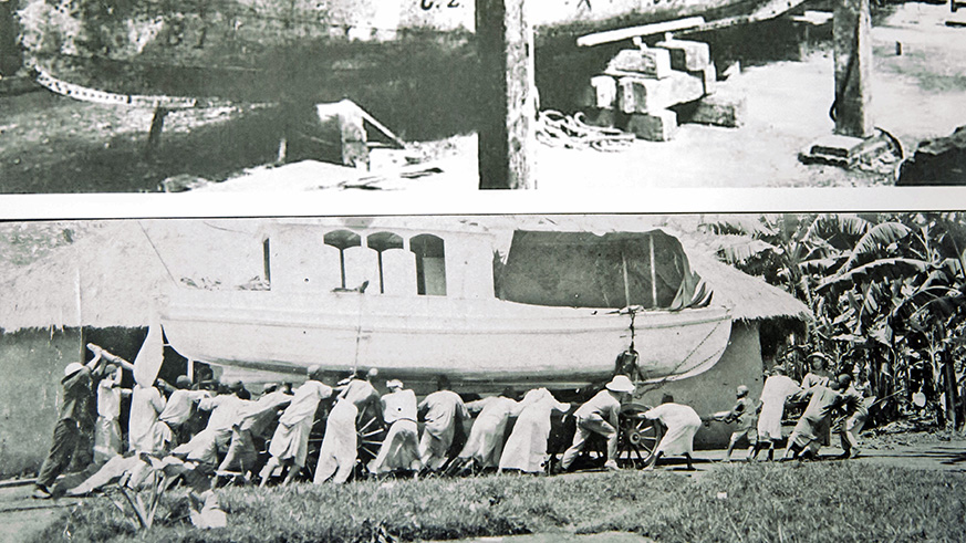 A photo of the German military ship that is buried in a remote area on the shores of Lake Kivu. Nadege Imbabazi.