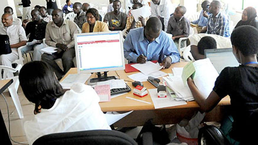 People register business at RDB head office at Gishushu, Kigali. File. 