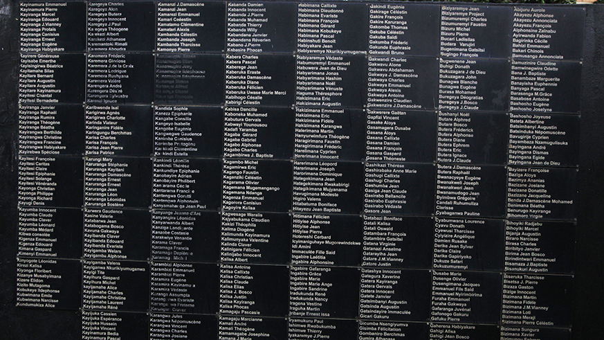 Names of victims of Genocide against the Tutsi at Kigali Genocide Memorial. Sam Ngendahimana.