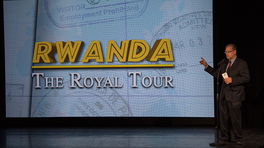 Peter Greenberg speaks during the premiere of Rwanda: The Royal Tour in New York. (Courtesy)