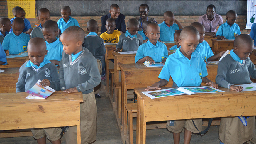 Pupils at Rwiza Primary school were engaged in reciting books.