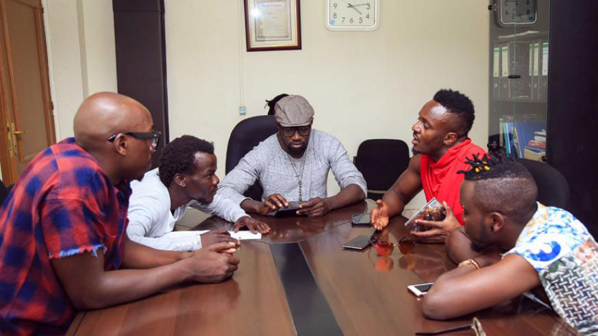 Sauti Sol during an interview at The New Times premises in 2016.  File photo Left: Riderman is expected to perform at the event. 