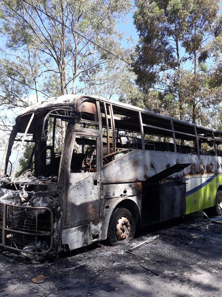 RITCO bus wreckage after fire