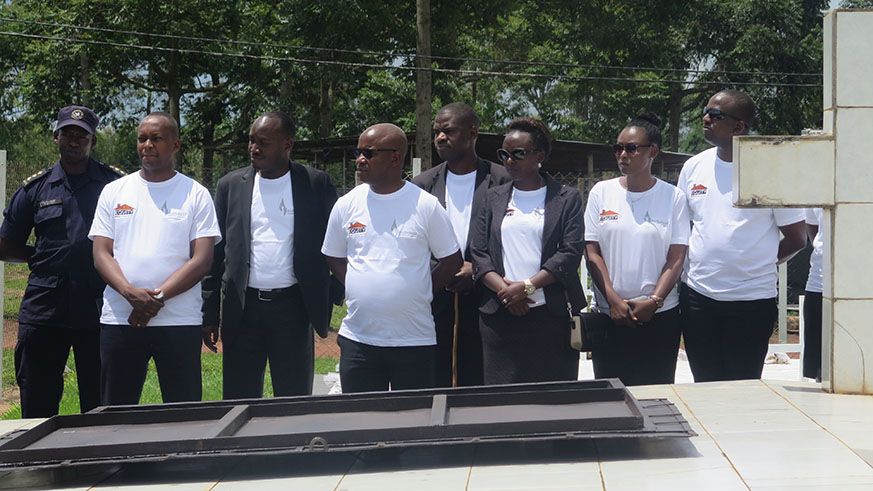 Equity Bank staff pay tribute to the Tutsi victimes laid to rest at Mukarange Genocide Memorial-Eddie Nsabimana