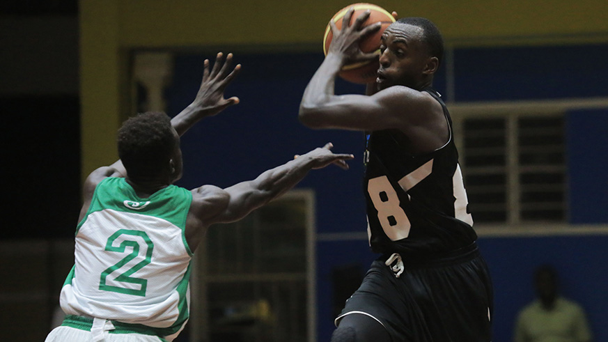 Patriots Captain Aristide Mugabe with the ball helped his side to stun IPRC-South-84 69 on Saturday evening at Petit Stade in Remera (Sam Ngendahimana)