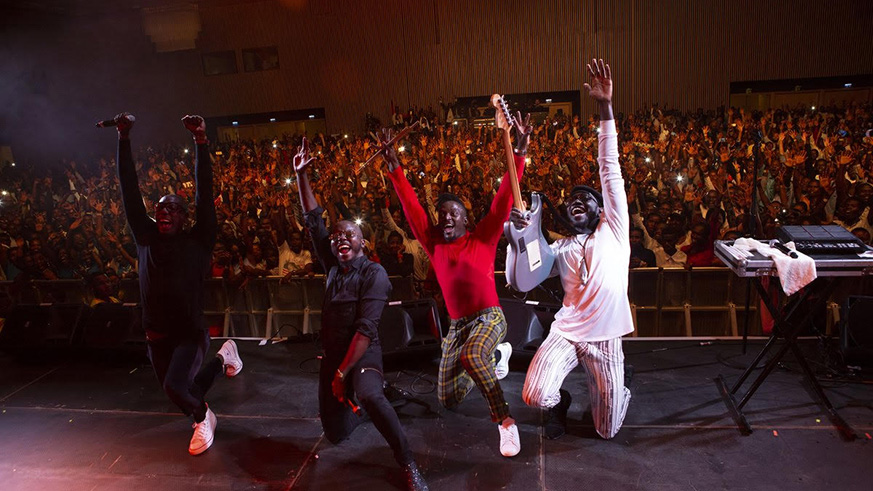 Sauti Sol perform at the Mo Ibrahim concert on Sunday evening. Courtesy.