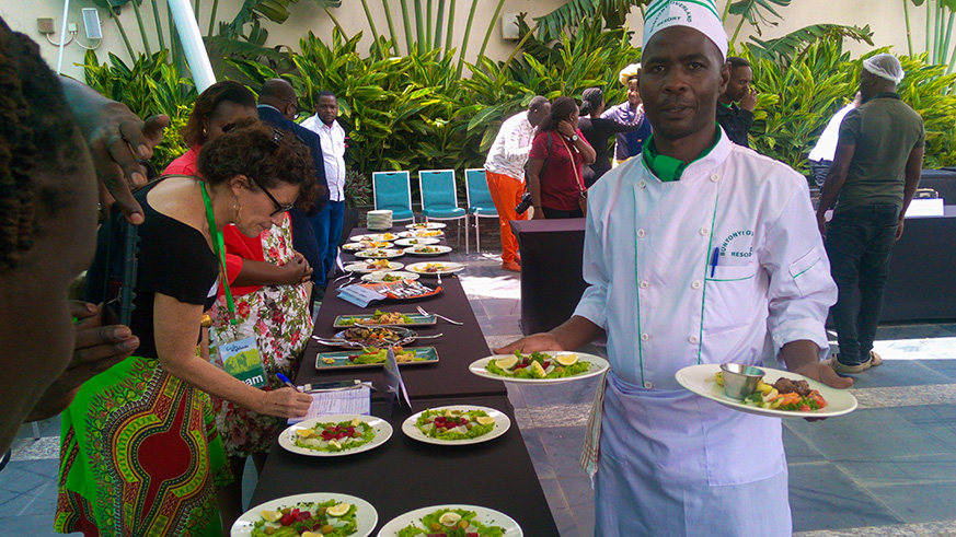Chef Sam Mbabazi from Uganda during the catering contest.