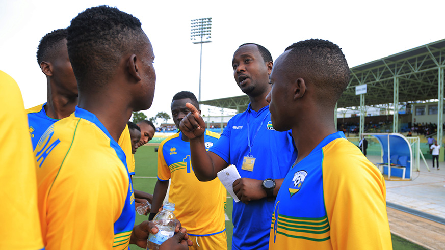 Amavubi U20 head coach Vincent Mashami gives instructions to his players during their second-leg match against Kenya at Kigali Stadium last month. The match ended 0-0 and Rwanda progressed courtesy of an away goal scored during a 1-1 draw in Nairobi a fortight earlier. Sam Ngendahimana.