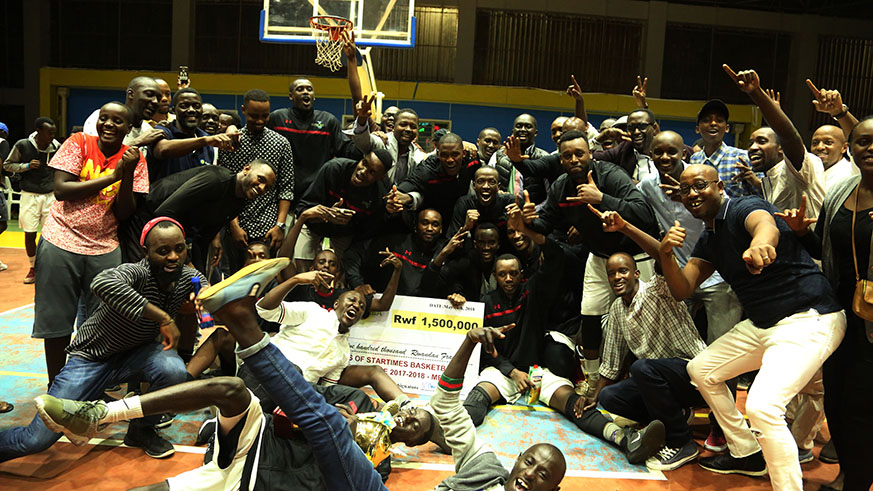 Patriots players and supporters celebrate after edging REG to win their second league title. (Sam Ngendahimana)