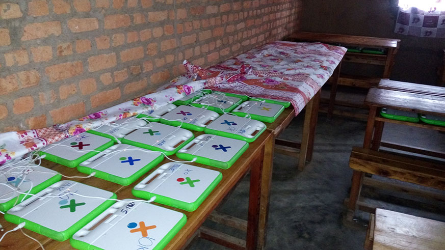 Some laptops distributed under One Laptop Per Child programme in ICT lab at Nyakinya Primary School in Gakenke District. RÃ©gis Umurengezi.