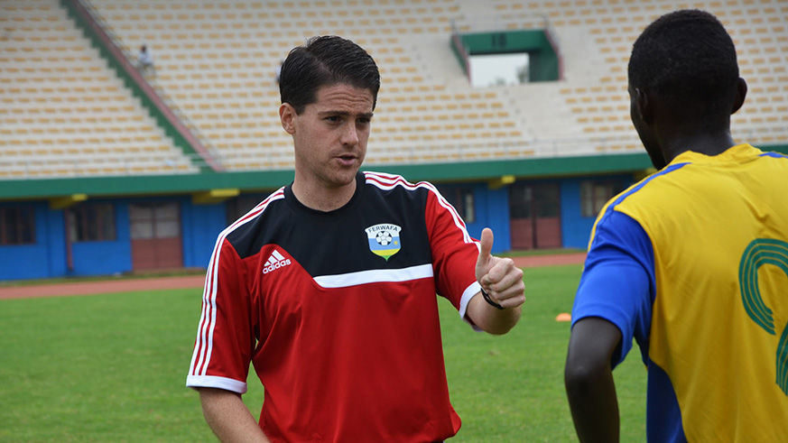 Former Amavubi head coach Johnny McKinstry gives instructions to the players during a training session. He was last week rewarded Rwf158 million by FIFA over unfair dismissal. Sam Ngendahimana.