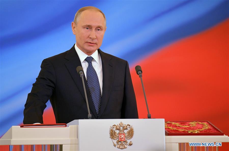 Russian President Vladimir Putin addresses his inauguration ceremony in Moscow, capital of Russia. (Net photo)