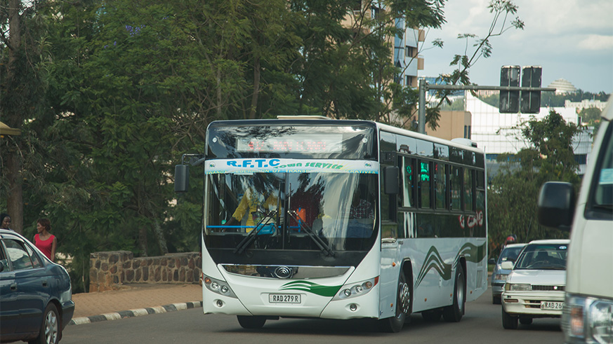 One of RFTC buses in a designated zone in Kigali. Courtesy