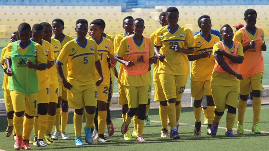 The national women's football team seen here in a past training session at Kigali Stadium. 