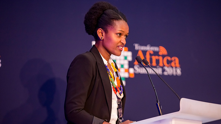 Director General of Imbuto Foundation, Sandrine Umutoni delivering her remarks during the event themed The New Lens - Know.Treat.Suppress.