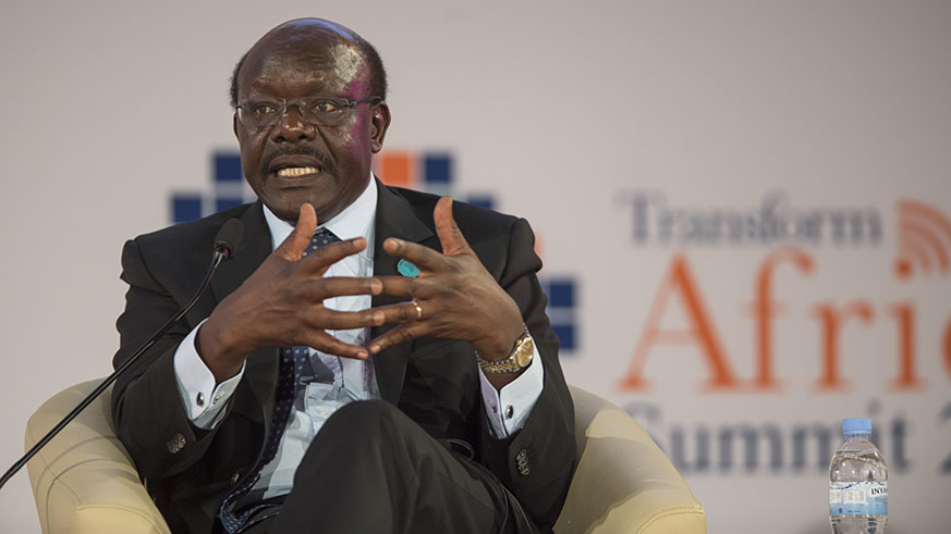 Dr Mukhisa Kituyi speaks during a panel discussion yesterday. Village Urugwiro.