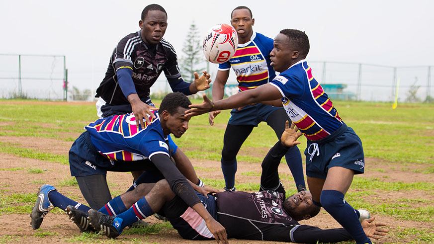 National rugby team during a match at FERWAFA ground. They will be up against the hosts Ghana today. Sam Ngendahimana.