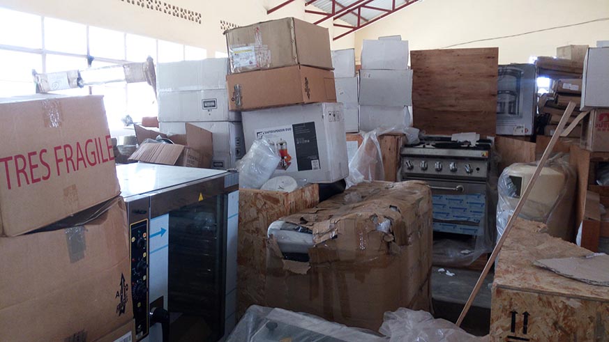 Some of Hospitality equipment that are lying unused at Ecole des Sciences et Techniques de Busogo since 2015. Regis Umurengezi.