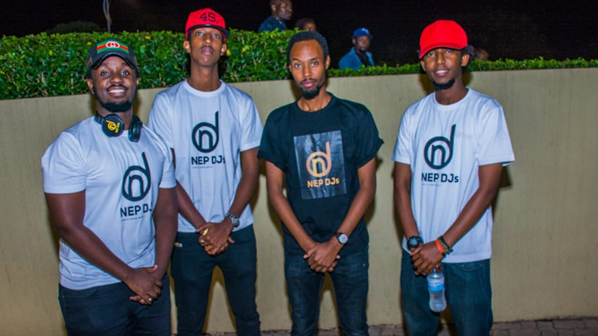 Rwandaâ€™s NEP DJs pose for a photo shortly after their thrilling performance at JJ Club.