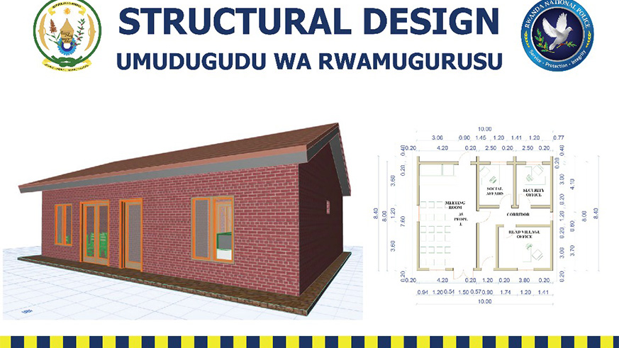 An artistic design of the Village office block that will be constructed in 30 Villages, one in each district