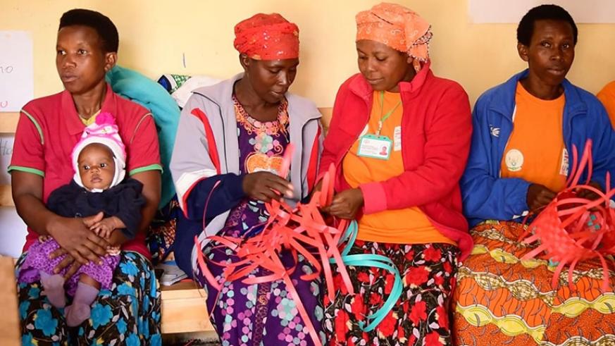 Indashyikirwa women weave baskets. Courtesy.