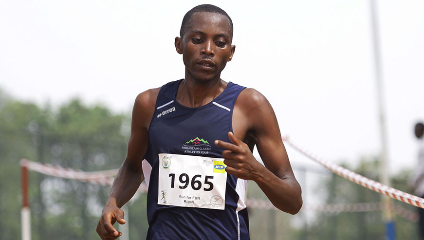 Long distance runner Felicien Muhitira in a past race. He said that he is confident he will get a  gold medal during the Kigali International Peace Marathon. Sam Ngendahimana.